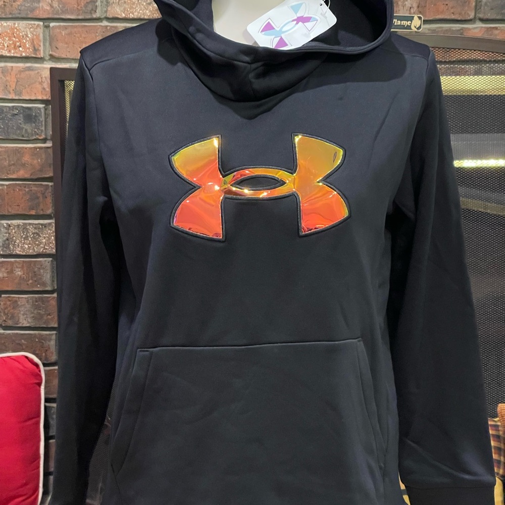 Under Armour Black Fleece Hoodie with Iridescent Logo - Picture 1 of 4